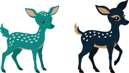 Naklejka premium Adorable Baby Deer Silhouette Vector Illustration, 