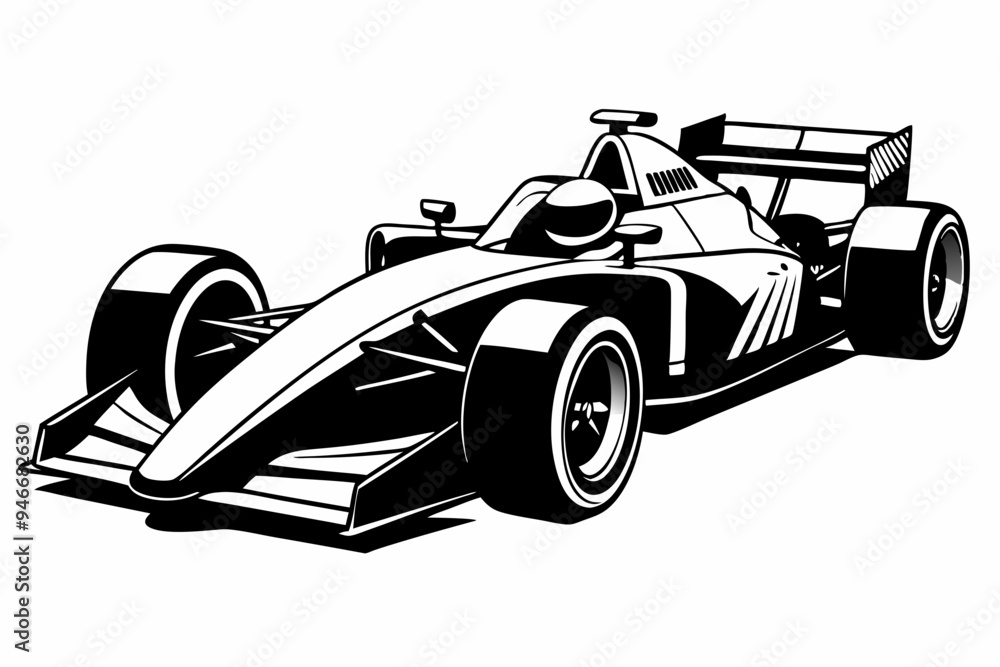 Wall mural Racing Car silhouette vector, Formula 1 car illustration