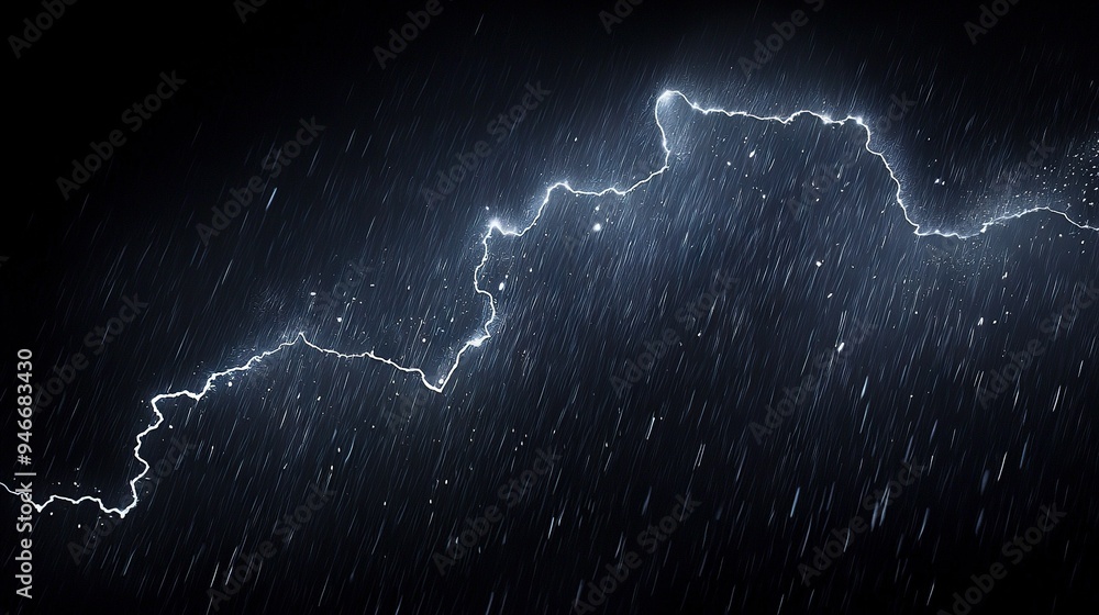 Aufkleber monochrome picture of a weathered map with a bolt of lightning emanating from it during rainfall