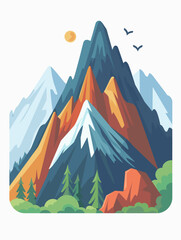 Mountain landscape vector illustration. Flat style design. Vector illustration.