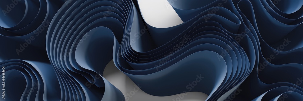 Poster abstract curved paper background design with navy gradient colors