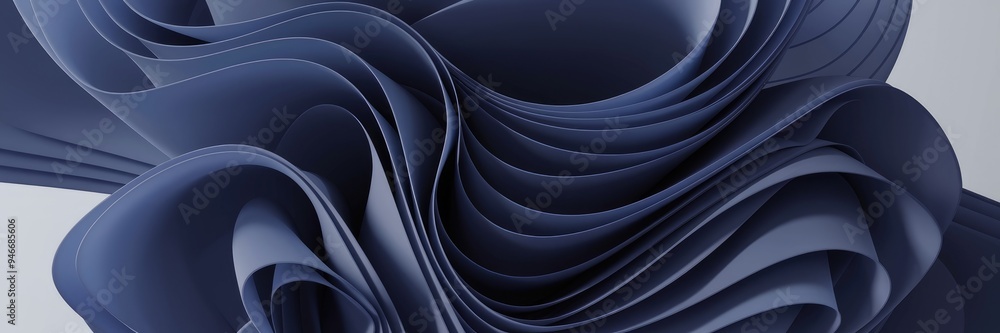 Poster abstract curved paper background design with navy gradient colors