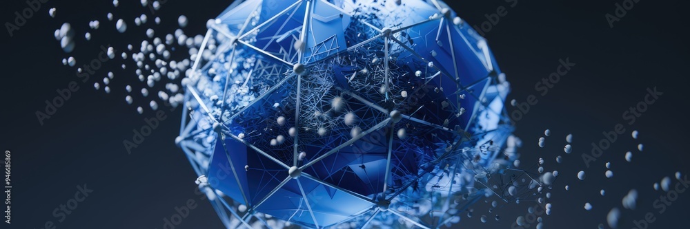 Aufkleber abstract blue sci-fi sphere featuring particles and a technology network. futuristic illustration of