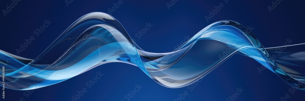 Aufkleber abstract blue wave design element with transparent flow on a blue backdrop