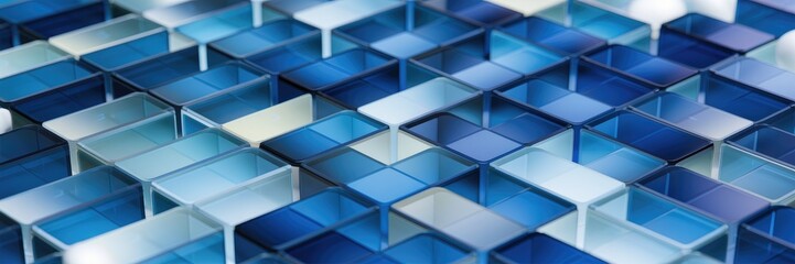 Fototapeta premium 3d render, 3d illustrration, high quality 3d rendering of Abstract background featuring numerous semi-transparent glass blocks in a 3D render.