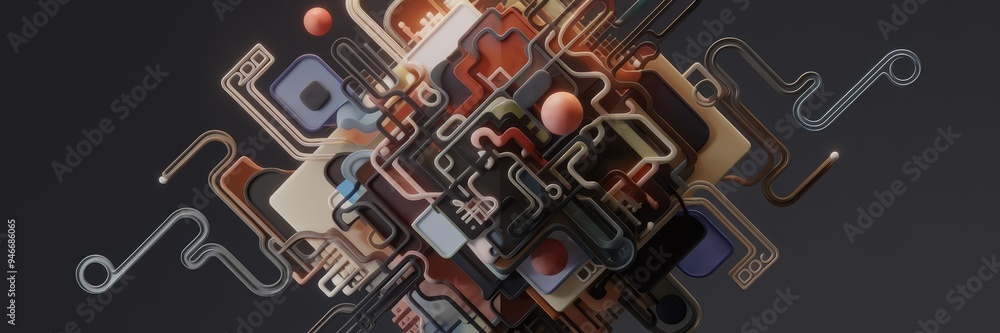 Poster abstract geometric pattern with random chaotic lines.