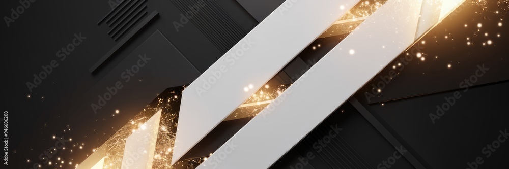 Aufkleber abstract white diagonal stripe with glittering light effects on a dark background. luxurious design 