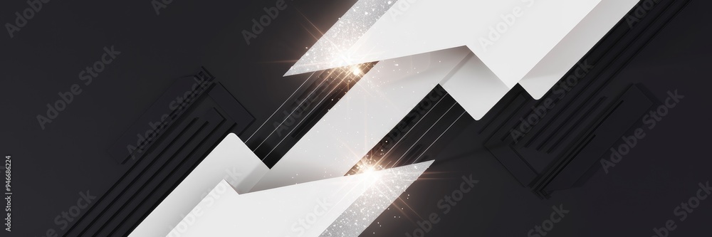 Aufkleber abstract white diagonal stripe with glittering light effects on a dark background. luxurious design 