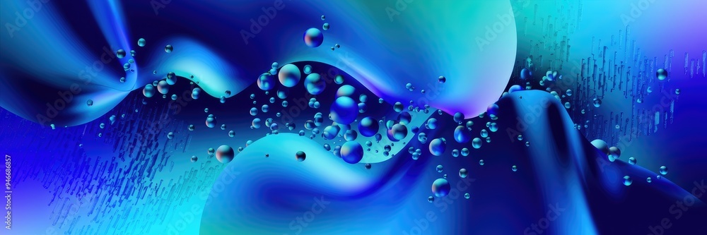 Poster digital color gradient wallpaper featuring blue and cyan hues with added texture and noise effects.