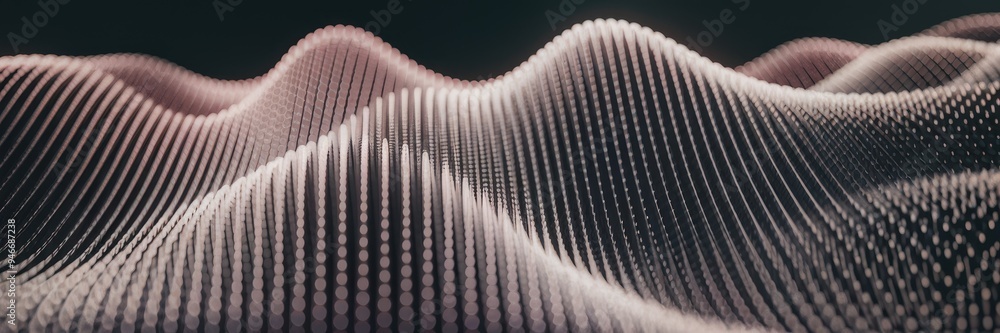 Poster dynamic particle wave background with streams of dots