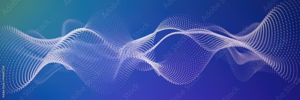 Poster dynamic particle wave background with streams of dots