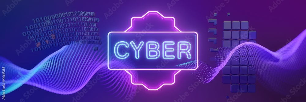 Aufkleber dynamic abstract background of digital particles and light waves, showcasing a cyber technology them