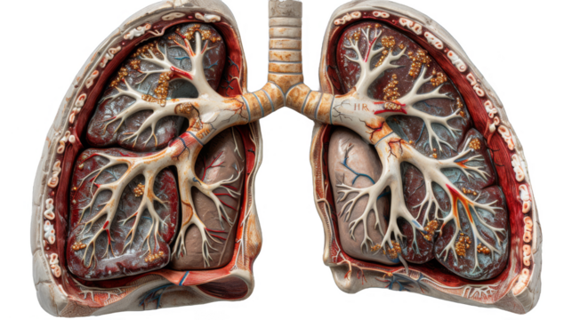 human lungs on transparent background