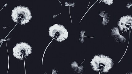 White wind blowing in Dandelion flowers