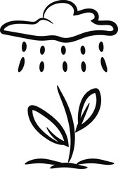Environmental awareness day illustration, rain cloud icon watering young plants
