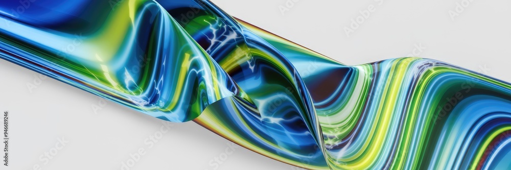 Aufkleber shiny metallic stripes with wavy texture - 3d rendering