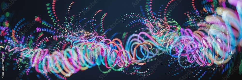 Poster 3d render, 3d illustrration, high quality 3d rendering of vibrant flowing particles create colorful 