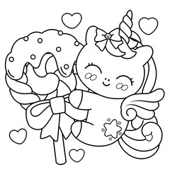 Unicorn and lollipop coloring pages 