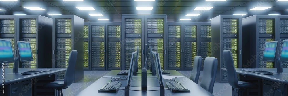 Aufkleber 3d rendering of data rooms designed for data storage, document exchange, and file sharing functional