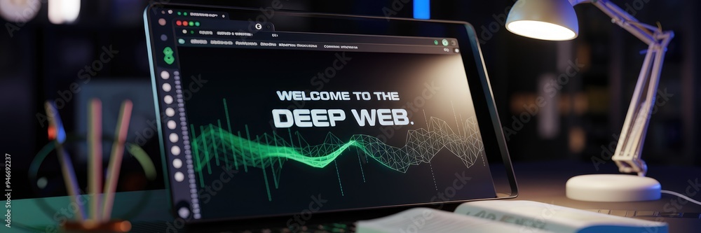 Poster illustration of a deep web browser featuring onion routing technology