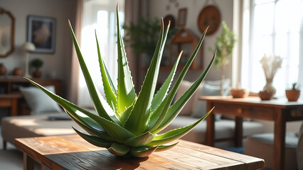 Aloe Vera on a Living Room Table