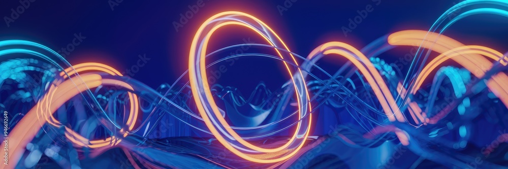 Aufkleber vibrant abstract background featuring glowing fiber optic loops, symbolizing the integration of mode