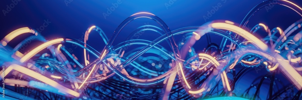 Aufkleber vibrant abstract background featuring glowing fiber optic loops, symbolizing the integration of mode