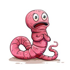 Fototapeta premium Earthworm Guilt emotion fantasy animal cartoon isolated whitebackground