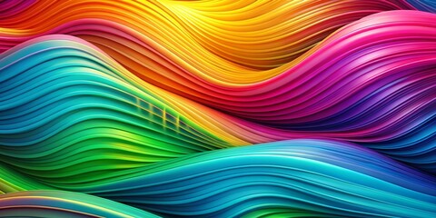 Obraz premium Abstract Rainbow Waves, 3D Rendered, Colorful, Curvy, Flowing, Abstract Art, 3D Illustration