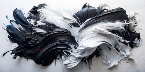 Abstract Swirl of Black and White Acrylic Paint, acrylic paint, abstract, swirl, black and white