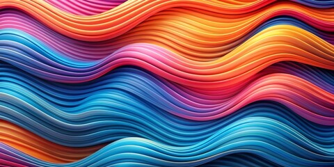 Abstract Wavy Lines Composition of Vibrant Hues, 3D Render, Abstract Background, Digital Art, Waves, Colors, Gradient