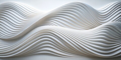 Abstract White Curved Lines - 3D Render, Architecture, Design, Minimalism, White