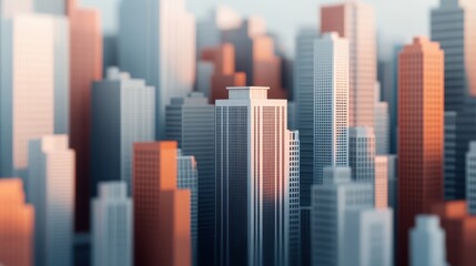 Obraz premium A cityscape densely packed with tall modern skyscrapers portrayed during the day, embodies the essence of urban development and architectural excellence.