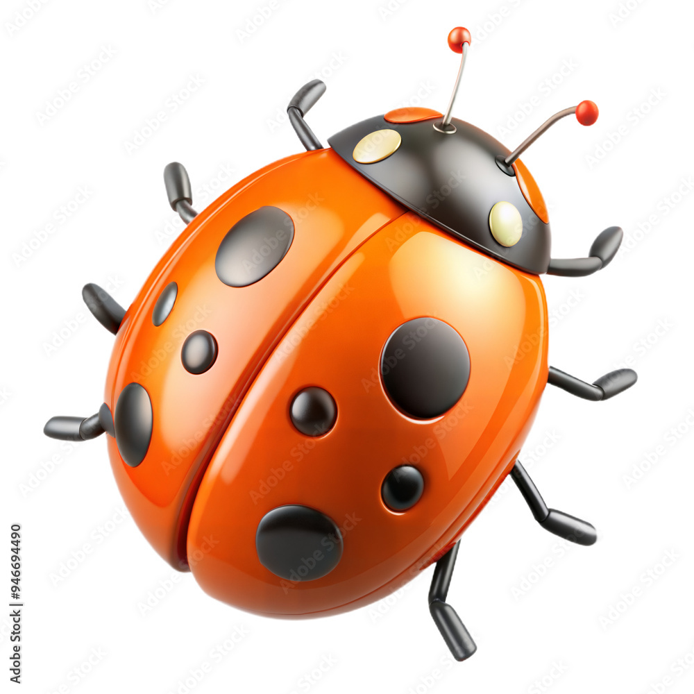 Fototapete 3d rendered ladybug with black dots isolated on transparent background