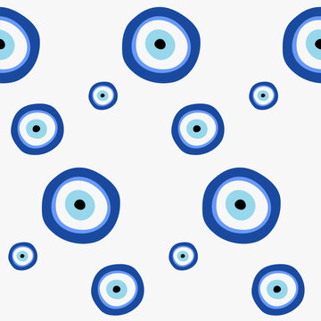 Evil eye seamless pattern. Turkish ornate, Symbol of protection. Greek amulet for luck. Nazar Boncugu talisman	