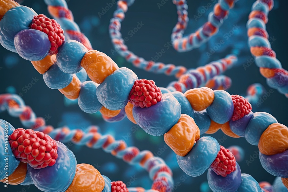 Poster 3d visualization of genetic code in biotechnology and science