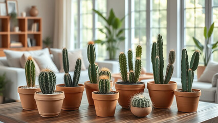 Cactus on a Living Room Table	