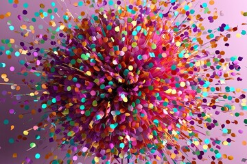 Three-Dimensional Confetti-Like Particle Explosion for a Colorful Celebration Background