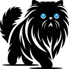 The elegance, simplicity, graceful design of the Persian cat silhouettes and icons
