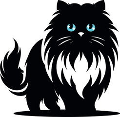 The elegance, simplicity, graceful design of the Persian cat silhouettes and icons
