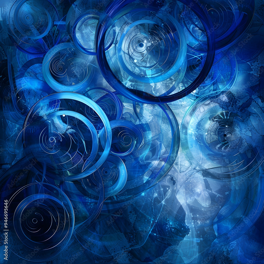 Poster abstract blue background with circles