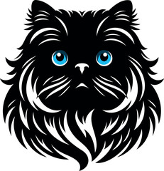 The elegance, simplicity, graceful design of the Persian cat silhouettes and icons
