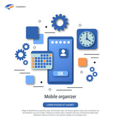 Mobile organizer flat style vector concept illustration