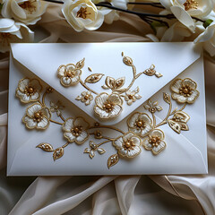 beautiful letter cover decorated with flowers. generative ai