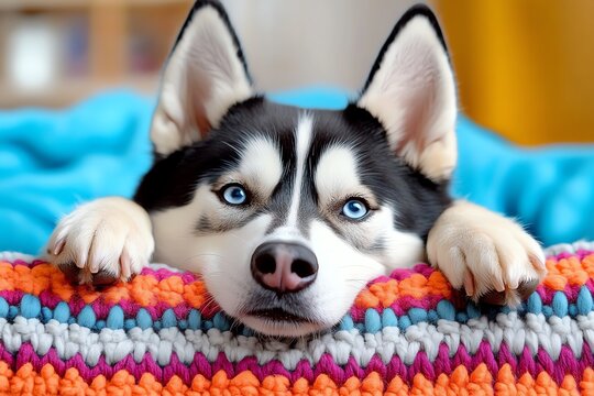 Funny Siberian Husky making a mischievous face, captured in a photo where the dog looks like it&acirc;&euro;&trade;s plotting its next playful move