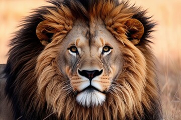 Fototapeta premium Majestic Lion Mane Texture with Fluffy Strands and Natural Patterns