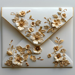 beautiful letter cover decorated with flowers. generative ai