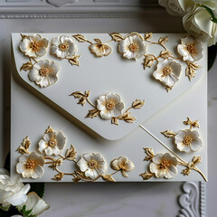 beautiful letter cover decorated with flowers. generative ai