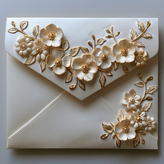 beautiful letter cover decorated with flowers. generative ai