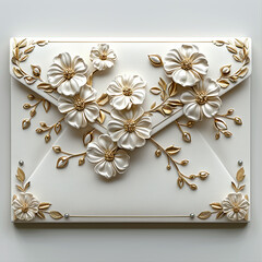 beautiful letter cover decorated with flowers. generative ai